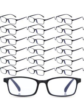 30 Pack Adjustable Reading Glasses - Black Frames, Spring Loaded Hinge, Comfort